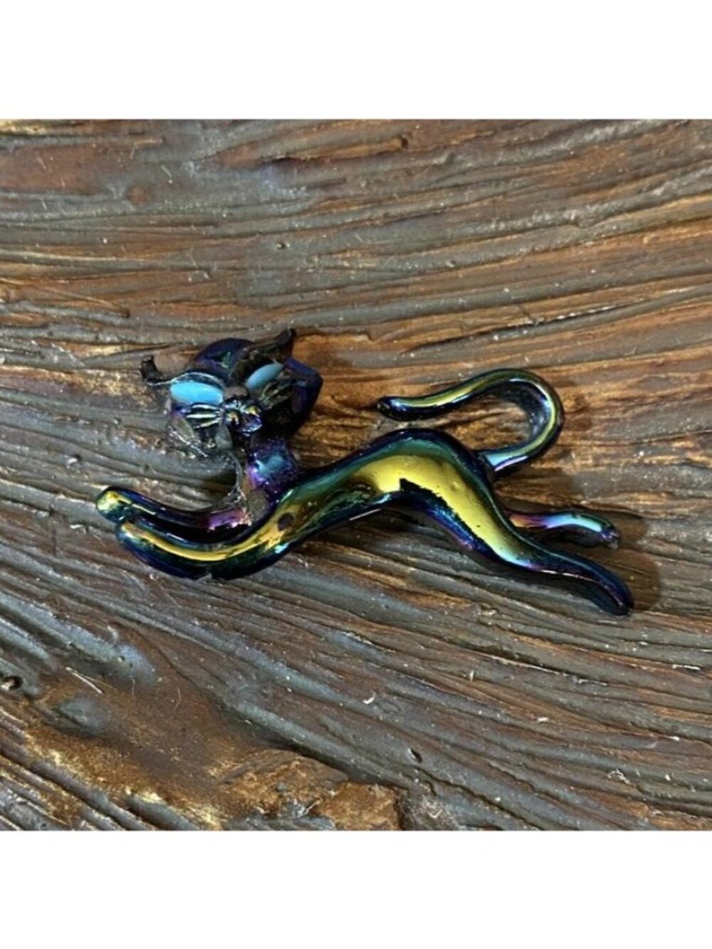 Set of 3 Opalescent Cat Brooches Kitty Figural Animal Pins Vintage - Picture 3 of 8